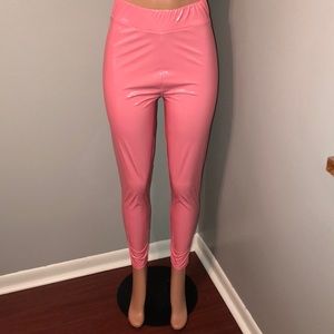 Coral Vinyl High Waisted Leggings